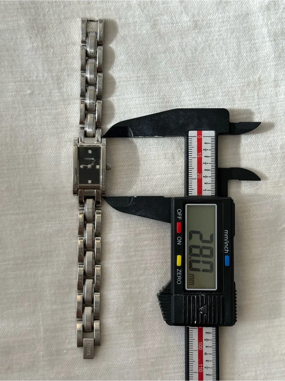 Fossil Silver Stainless Steel Bracelet Watch with Black Dial